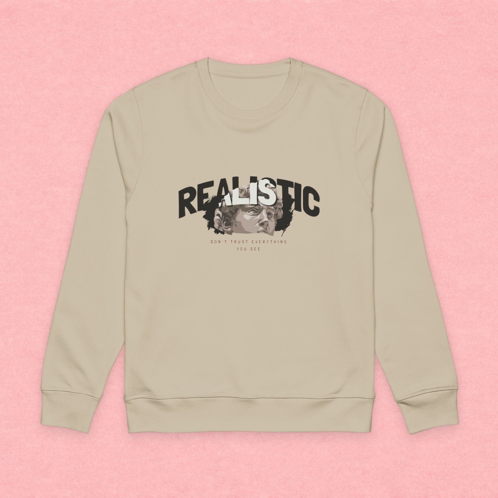 Realistic Portrait Sweatshirt — ‘Realistic’ Graphic Organic Crewneck