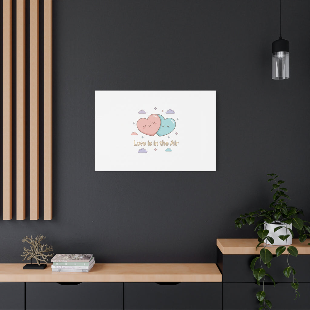 Love Is in the Air Heart Illustration Canvas | Micro‑Romance Galentine’s Pastel