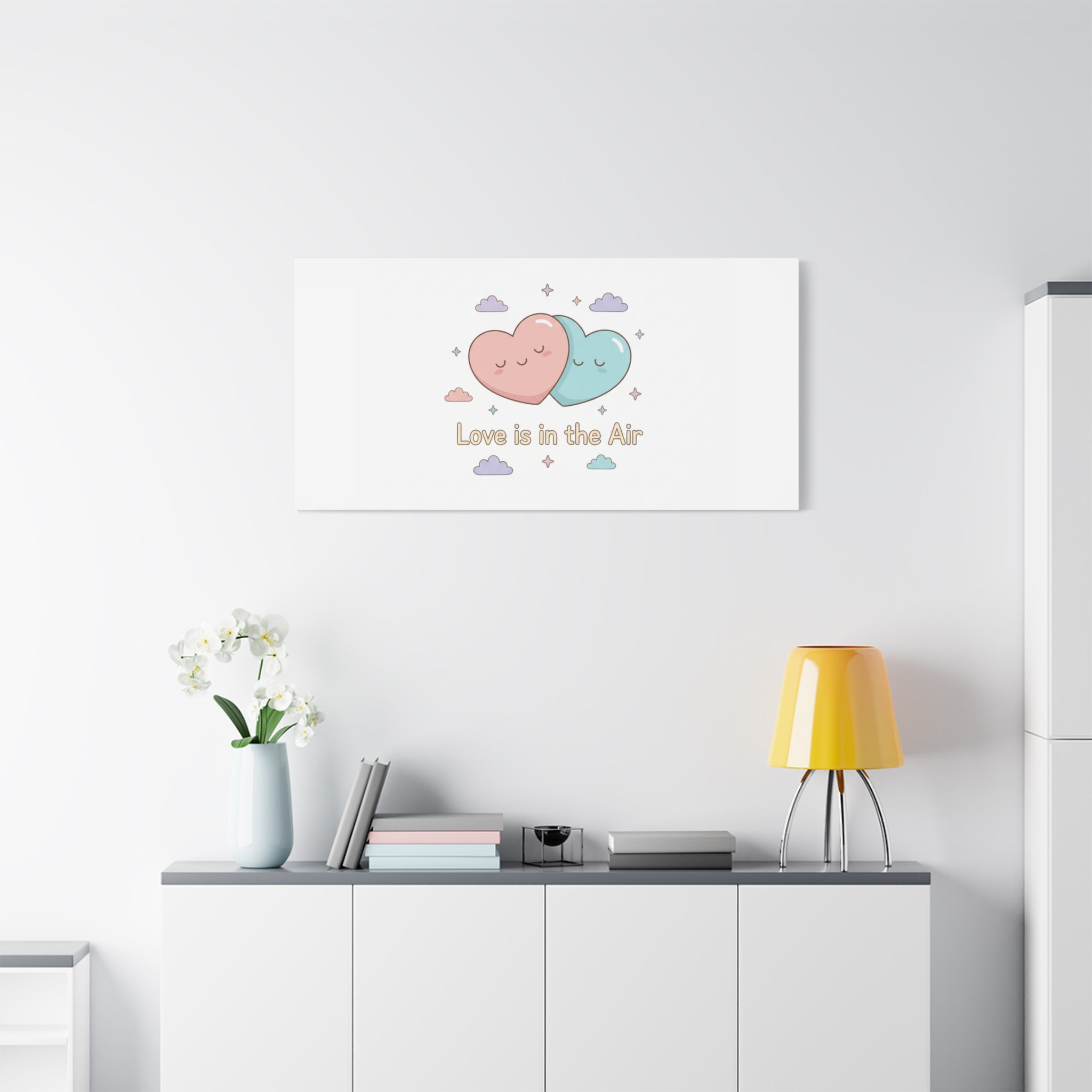 Love Is in the Air Heart Illustration Canvas | Micro‑Romance Galentine’s Pastel