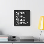 Push Pull Legs Repeat Canvas Wall Art — Fitness Gym Workout Motivation