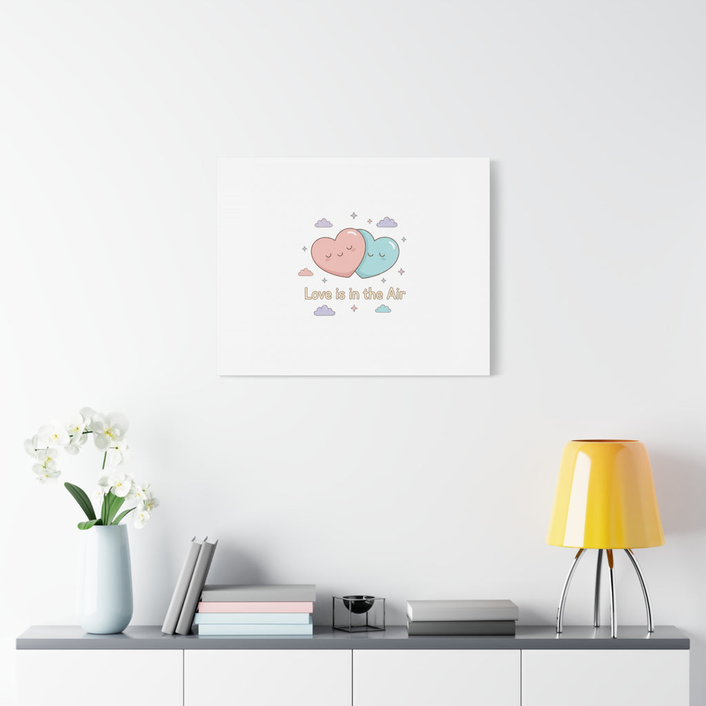 Love Is in the Air Heart Illustration Canvas | Micro‑Romance Galentine’s Pastel