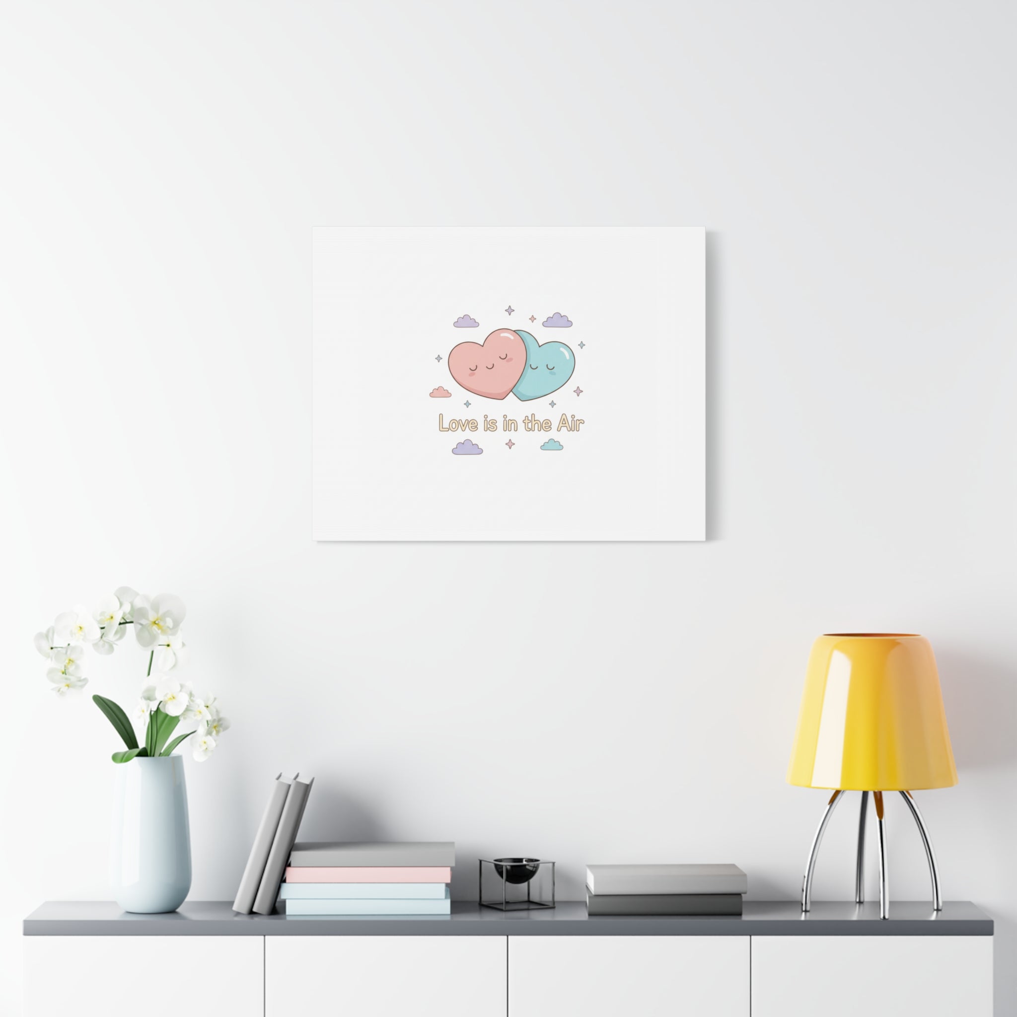 Love Is in the Air Heart Illustration Canvas | Micro‑Romance Galentine’s Pastel