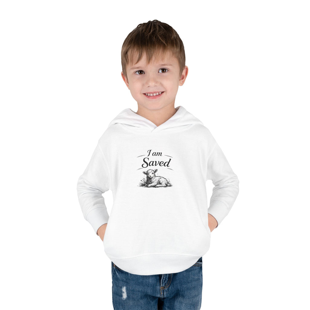 Toddler Hoodie — 'I Am Saved' Lamb & Jesus Portrait Christian Pullover