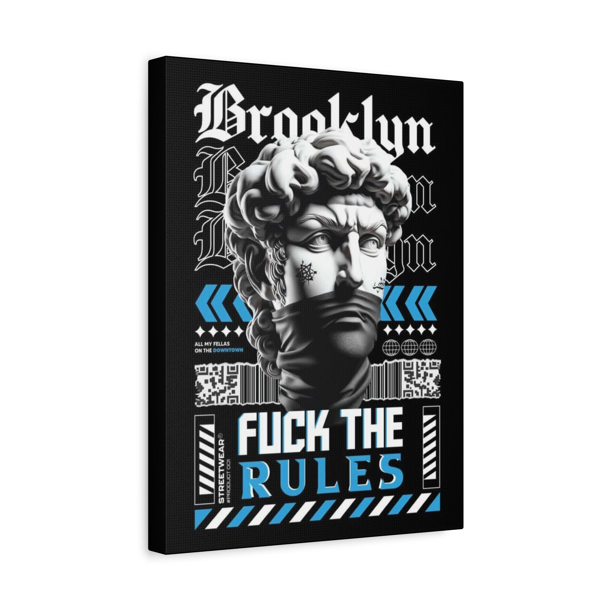 Rebel Brooklyn Wall Canvas — “Fuck The Rules” Matte Stretched Art