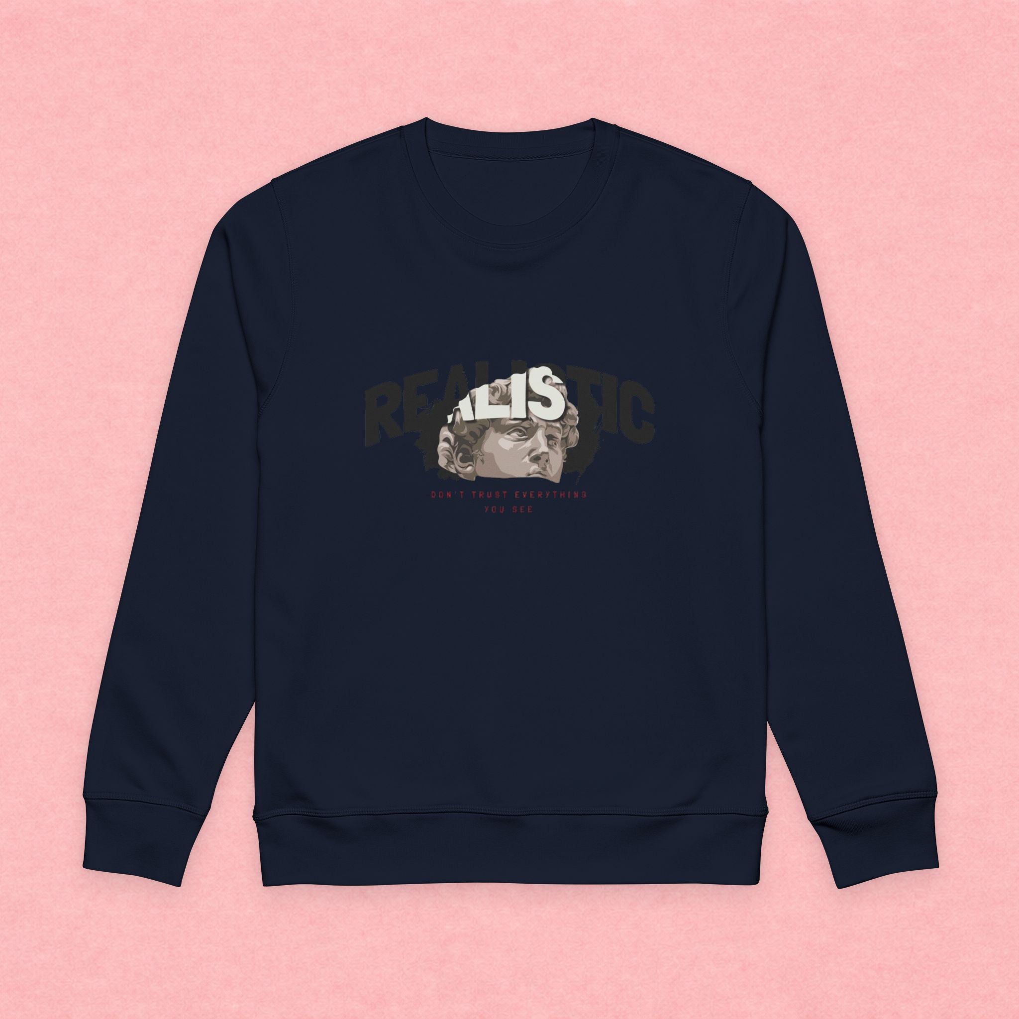 Realistic Portrait Sweatshirt — ‘Realistic’ Graphic Organic Crewneck