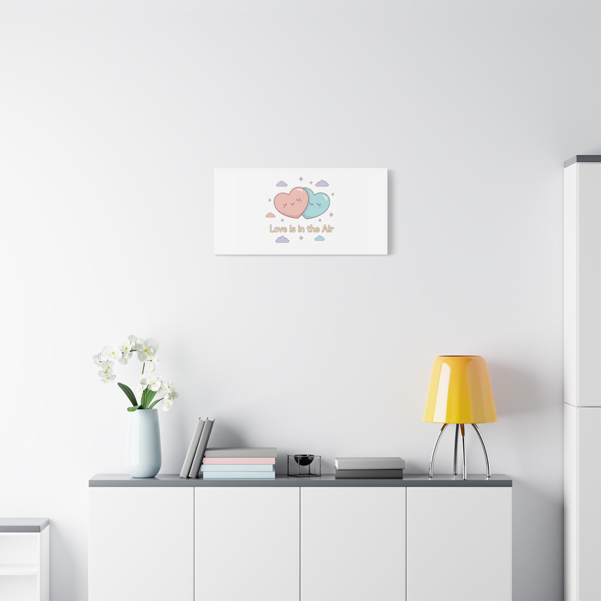 Love Is in the Air Heart Illustration Canvas | Micro‑Romance Galentine’s Pastel