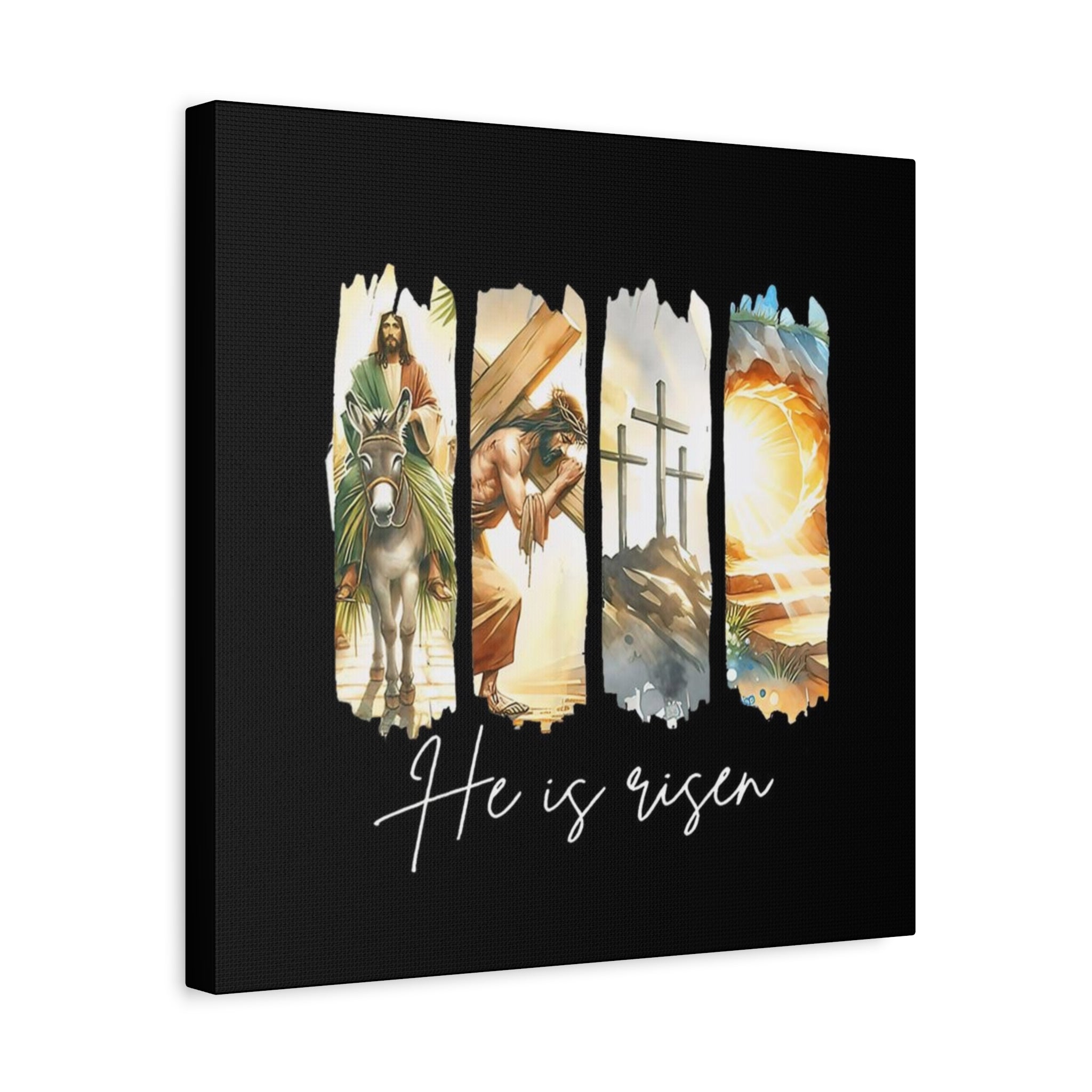 He Is Risen Matte Canvas Wall Art — Christian Easter Scripture Decor