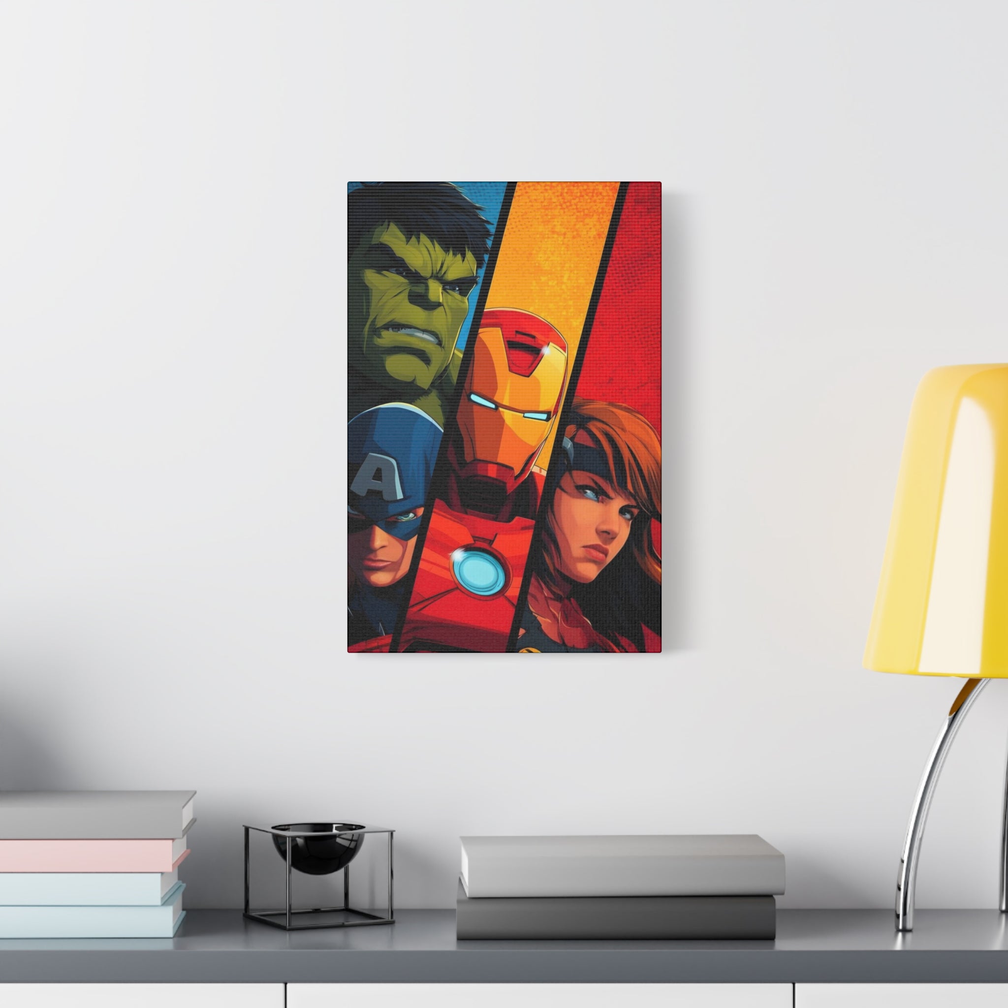 Avengers Trio Matte Stretched Canvas Wall Art – Iron Man, Hulk & Captain America Poster