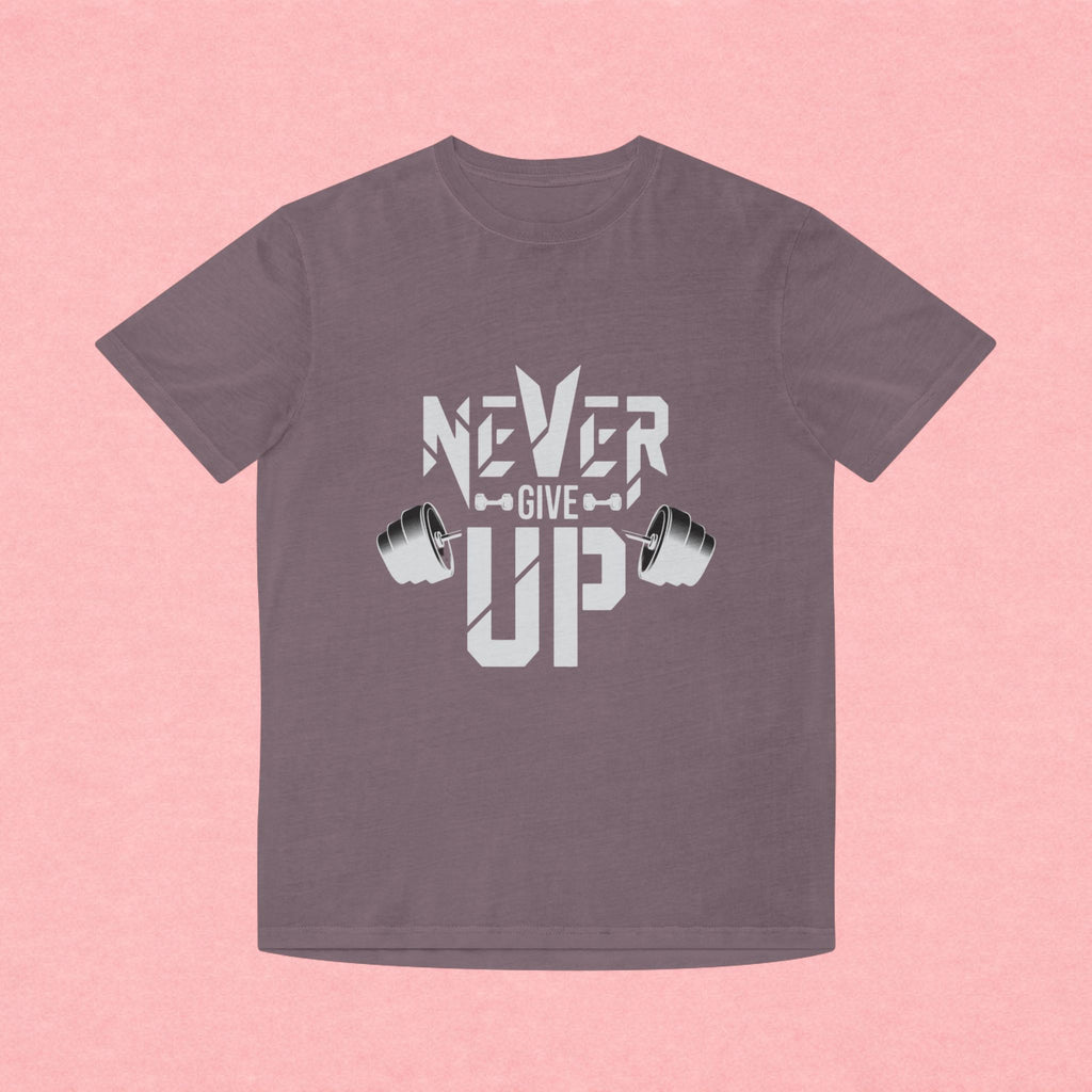 Never Give Up Fitness Tee — Motivational Weightlifting T‑Shirt