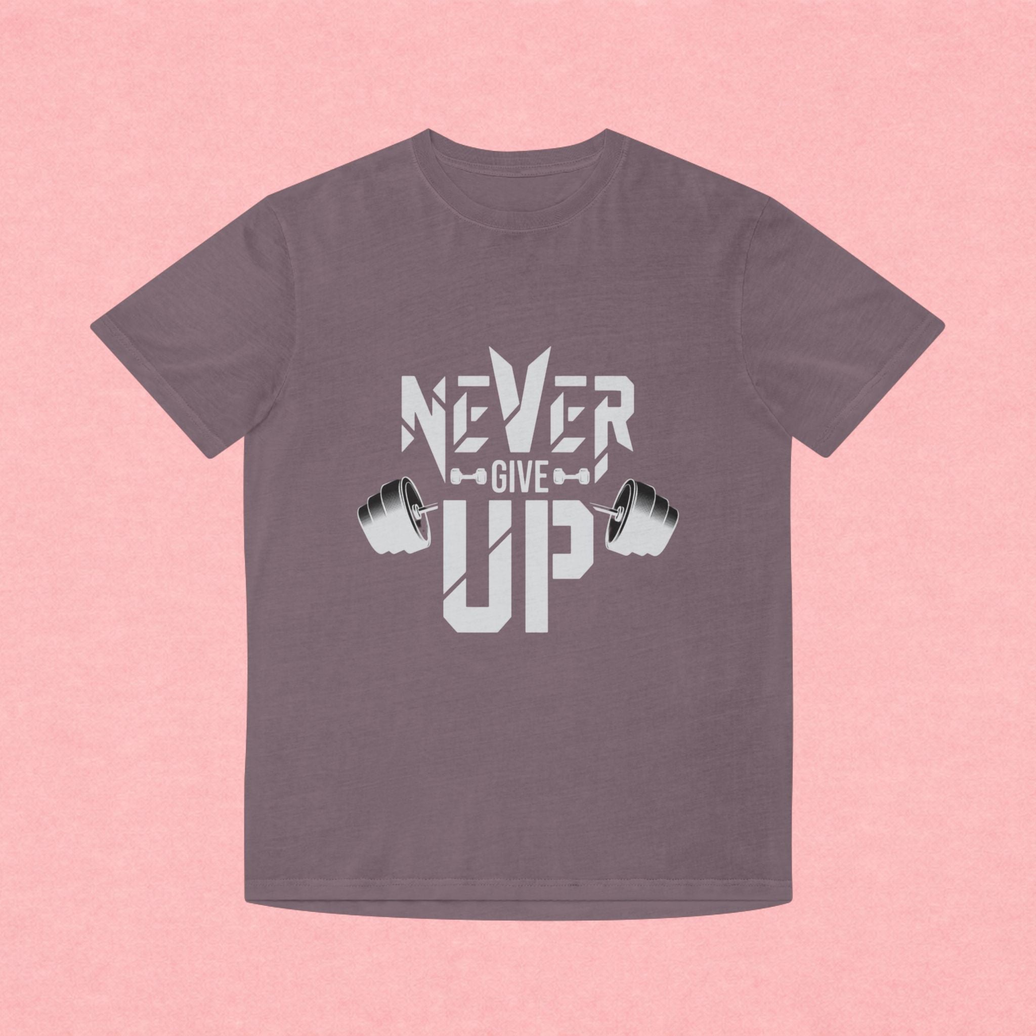 Never Give Up Fitness Tee — Motivational Weightlifting T‑Shirt