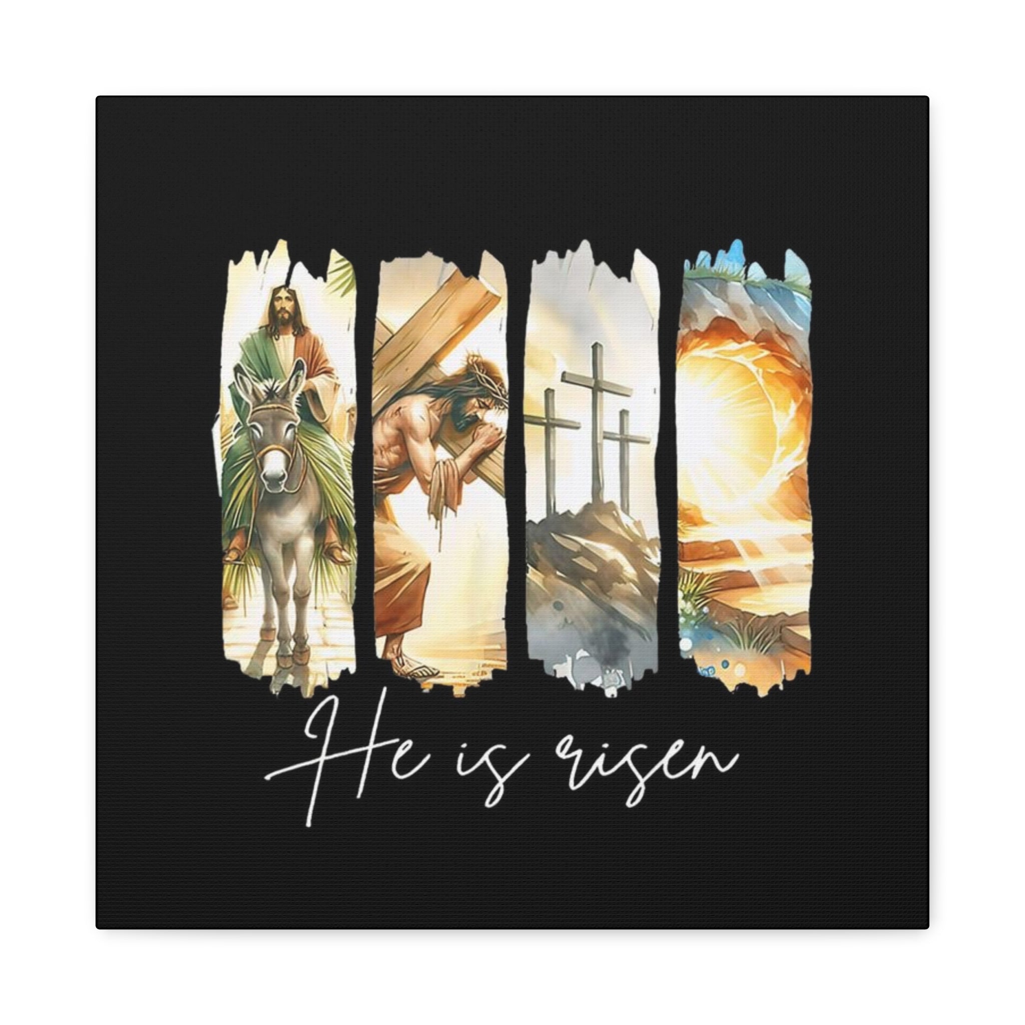 He Is Risen Matte Canvas Wall Art — Christian Easter Scripture Decor