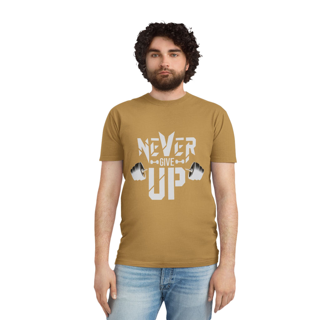 Never Give Up Fitness Tee — Motivational Weightlifting T‑Shirt