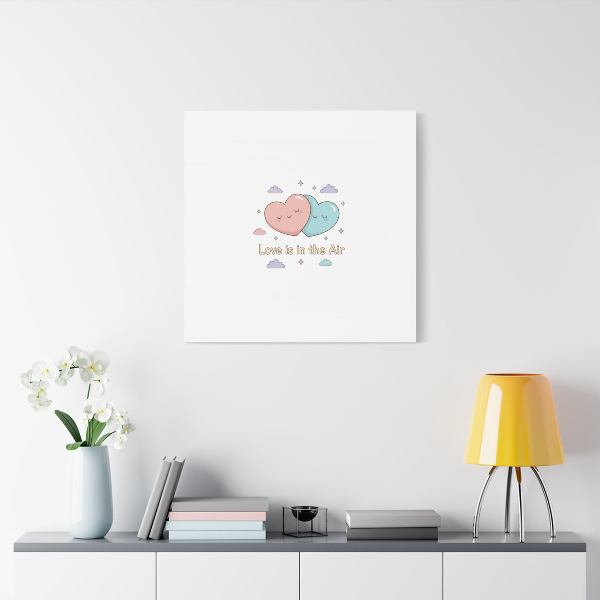 Love Is in the Air Heart Illustration Canvas | Micro‑Romance Galentine’s Pastel
