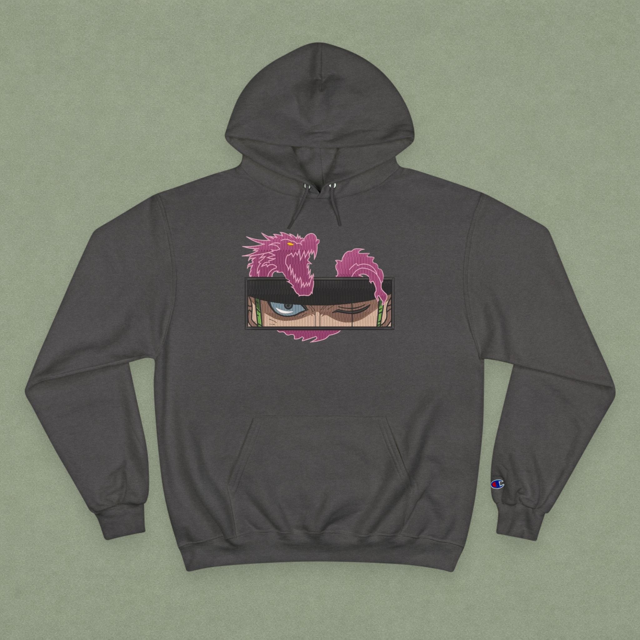 Dragon Eye Hoodie — Anime-Inspired Champion Hoodie with Pink Dragon Graphic