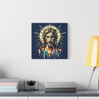 Geometric Jesus Portrait Canvas — Modern Christian Wall Art