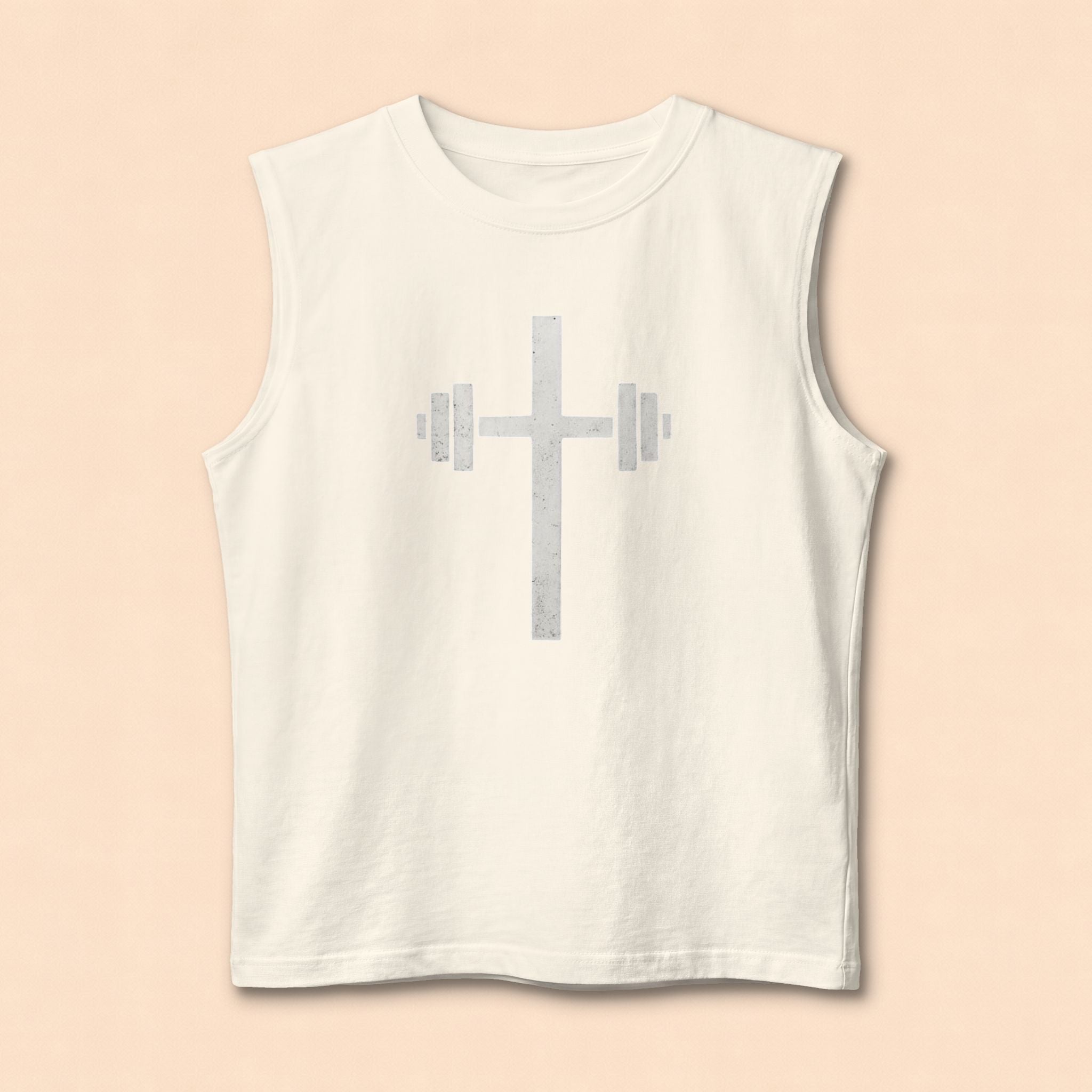 Christian Cross Barbell Muscle Tank — Faith & Fitness Gym Shirt