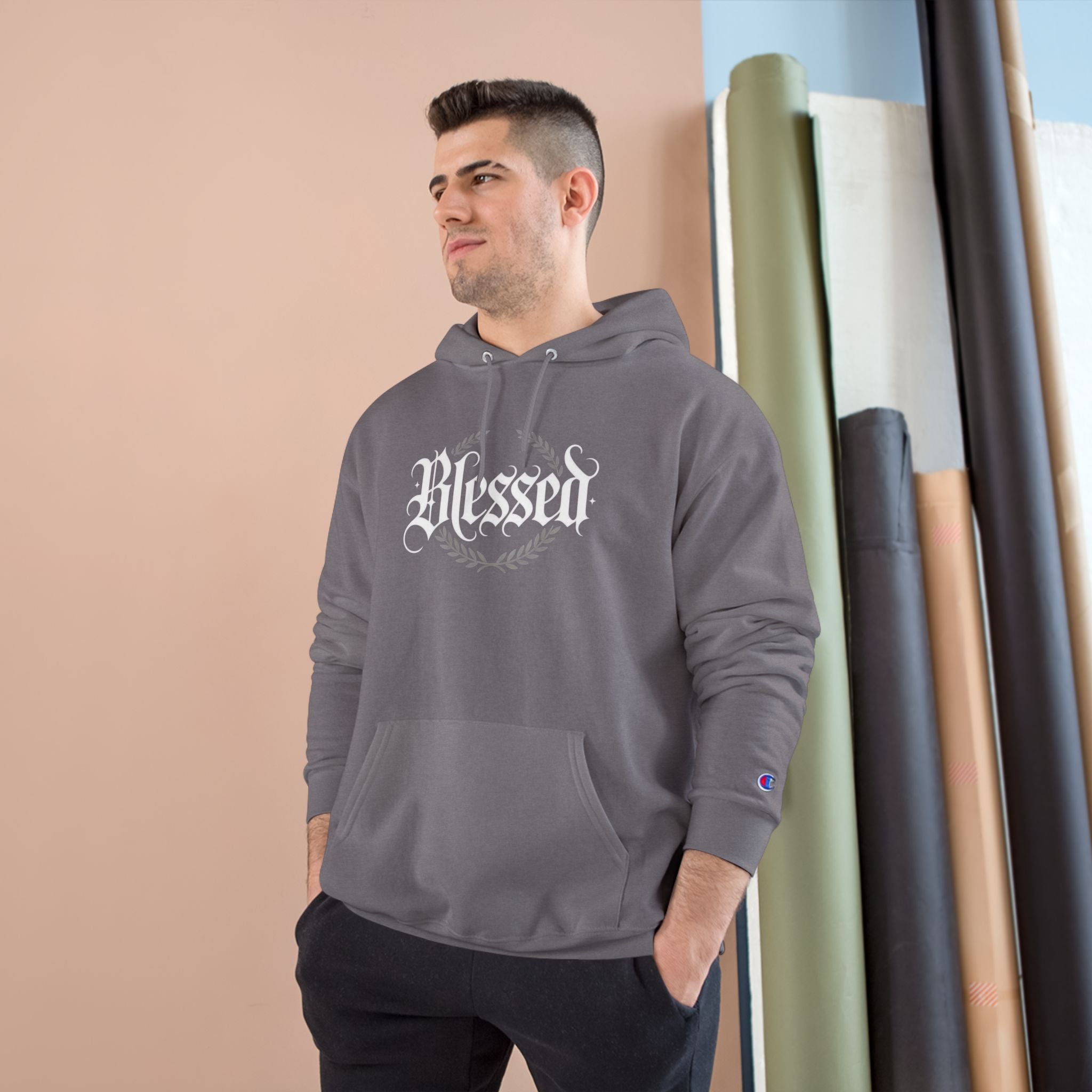 Blessed Hoodie – Vintage Script ‘Blessed’ Pullover for Faith & Gratitude