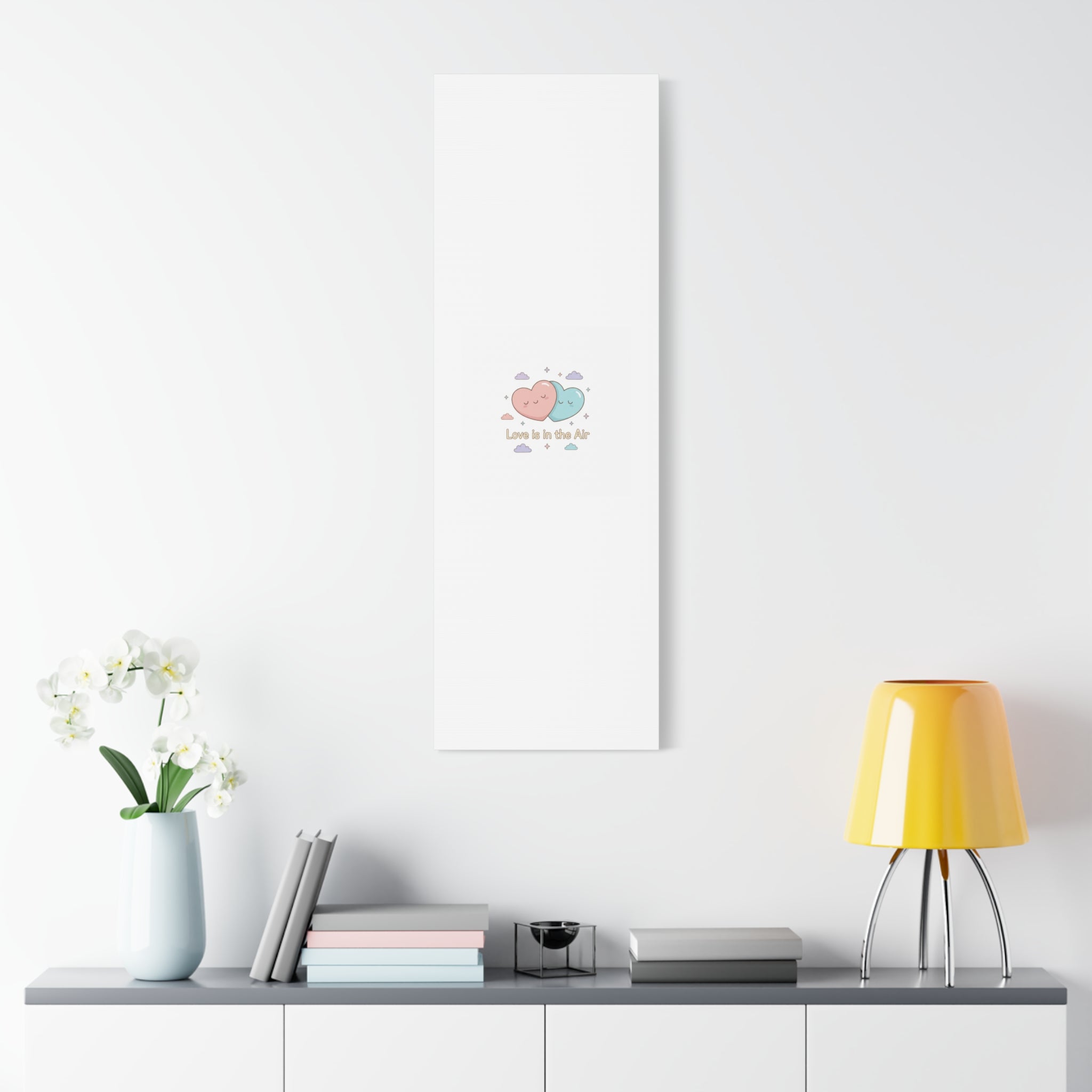 Love Is in the Air Heart Illustration Canvas | Micro‑Romance Galentine’s Pastel