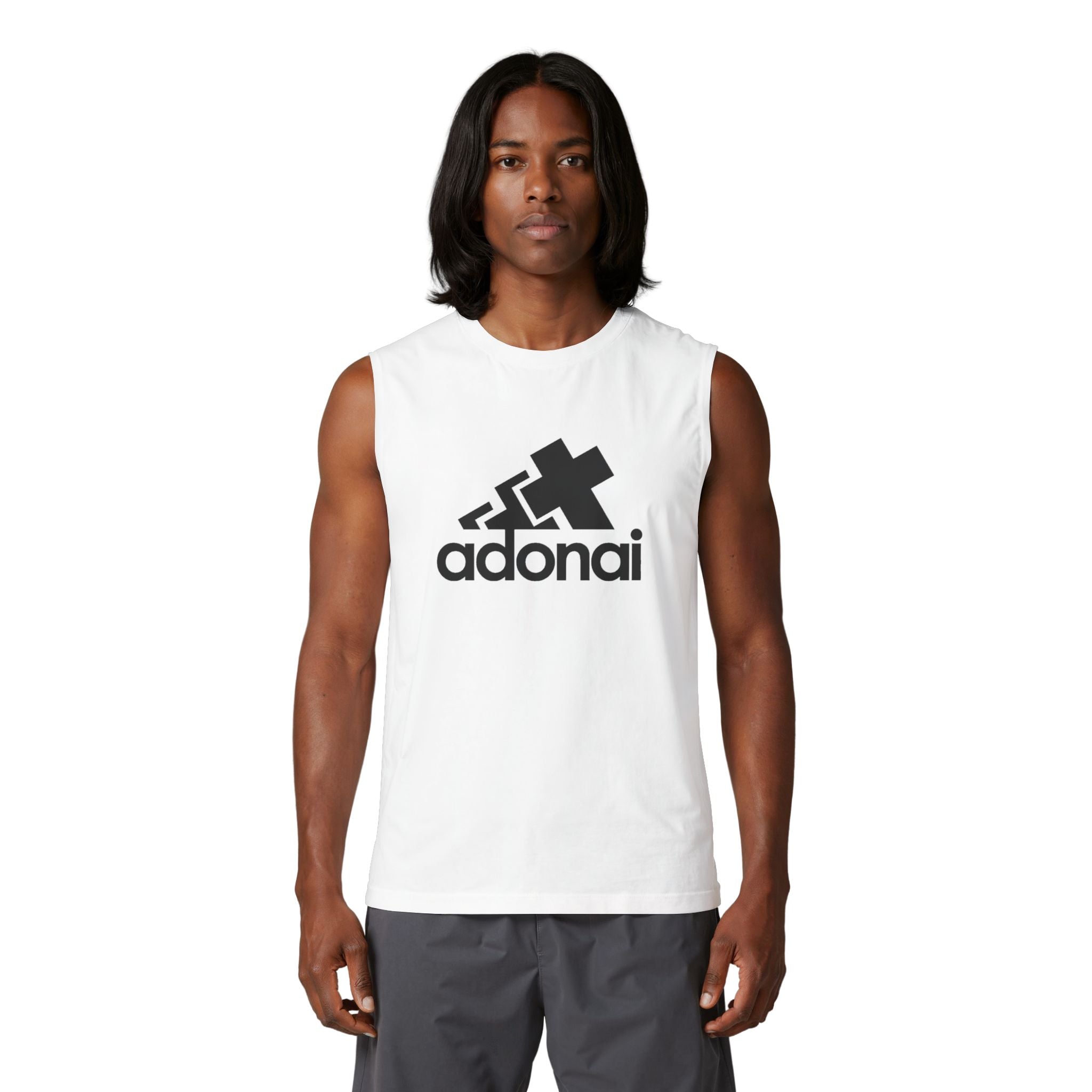 Adonai Logo Muscle Tank — Christian Faith Graphic Tank Top