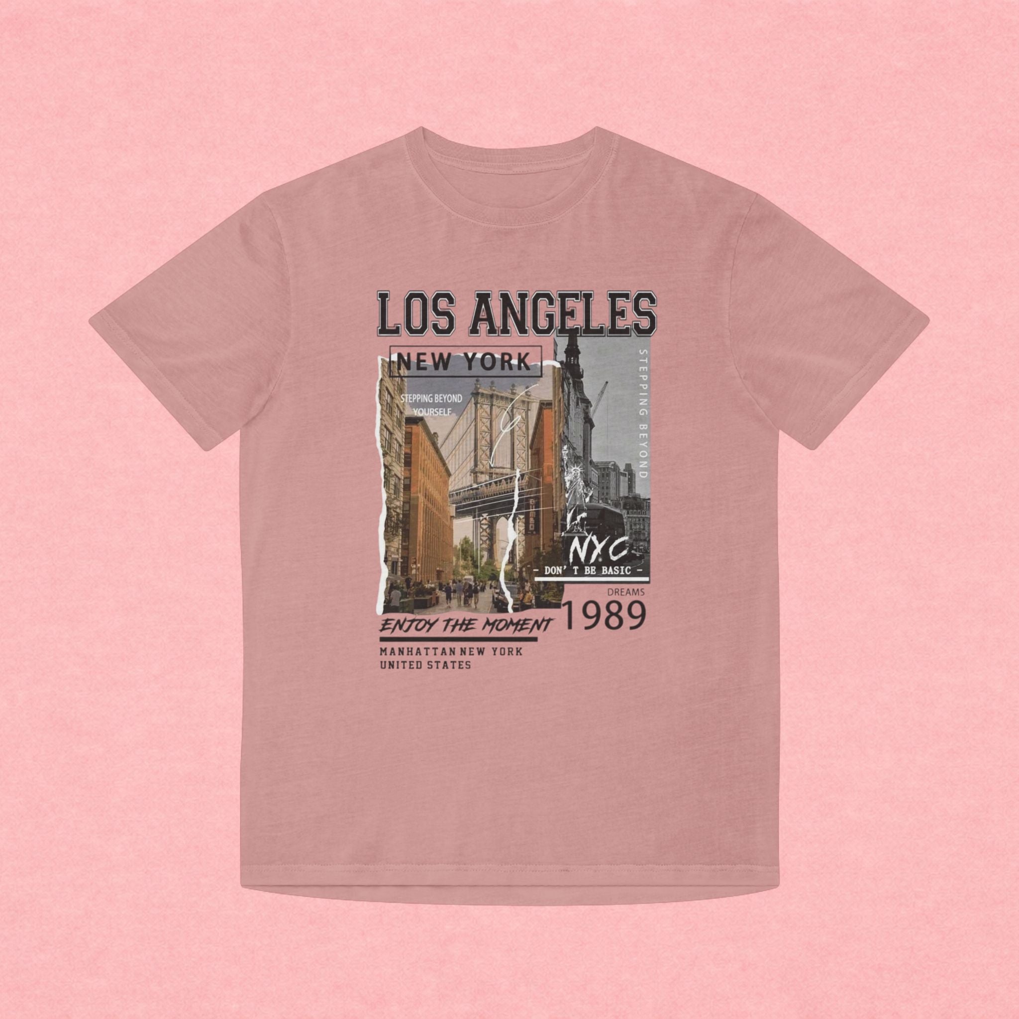 Los Angeles NYC Vintage Graphic Tee — 'Enjoy The Moment' Faded Shirt