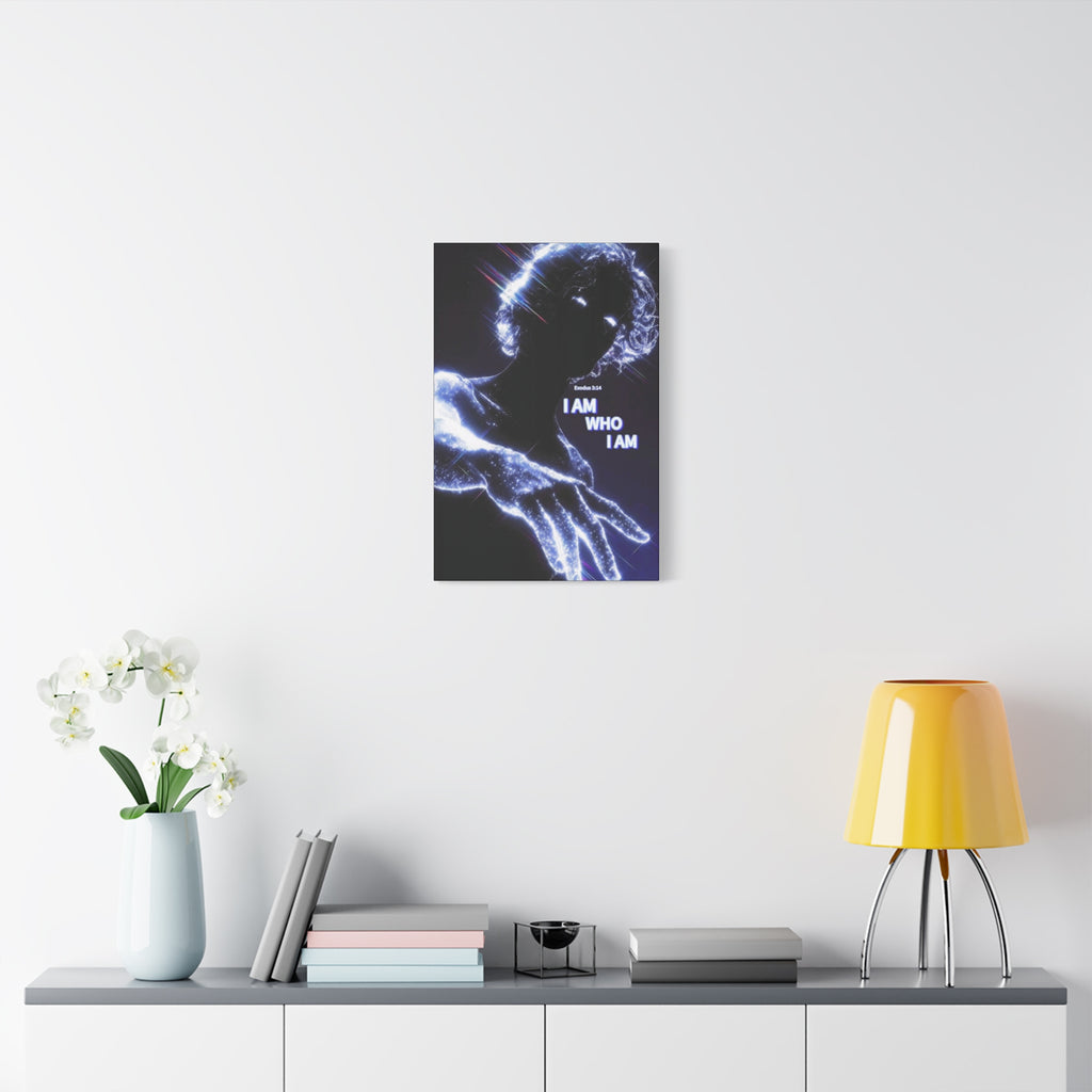 I AM WHO I AM – Neon Silhouette Wall Art Matte Stretched Canvas