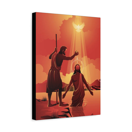 Baptism Scene Matte Canvas Print — Religious Christian Wall Art