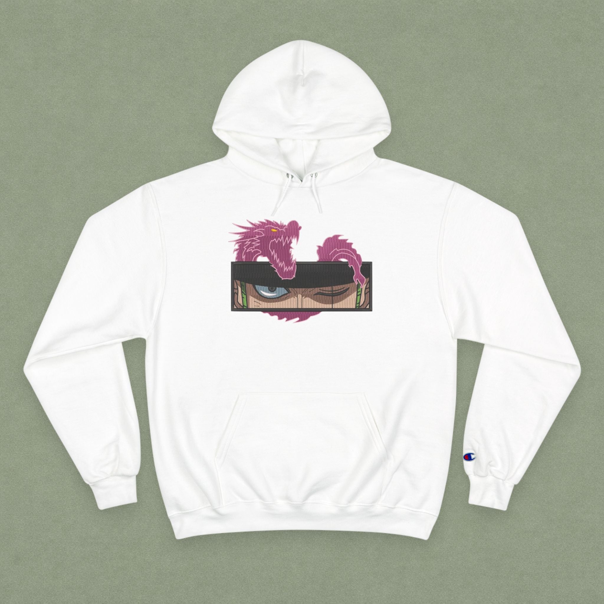 Dragon Eye Hoodie — Anime-Inspired Champion Hoodie with Pink Dragon Graphic