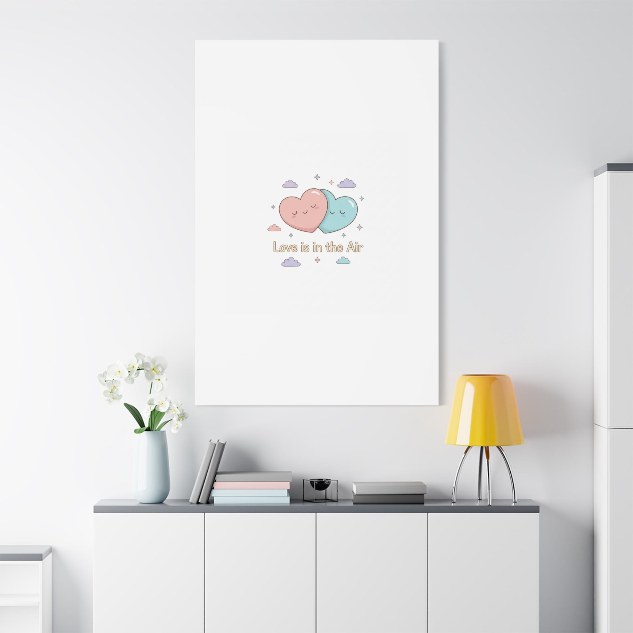 Love Is in the Air Heart Illustration Canvas | Micro‑Romance Galentine’s Pastel