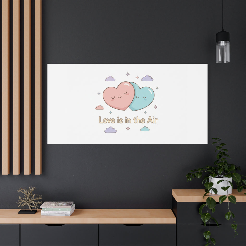 Love Is in the Air Heart Illustration Canvas | Micro‑Romance Galentine’s Pastel