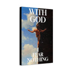 With God I Fear Nothing Canvas Wall Art – Inspirational Christian Decorative Print