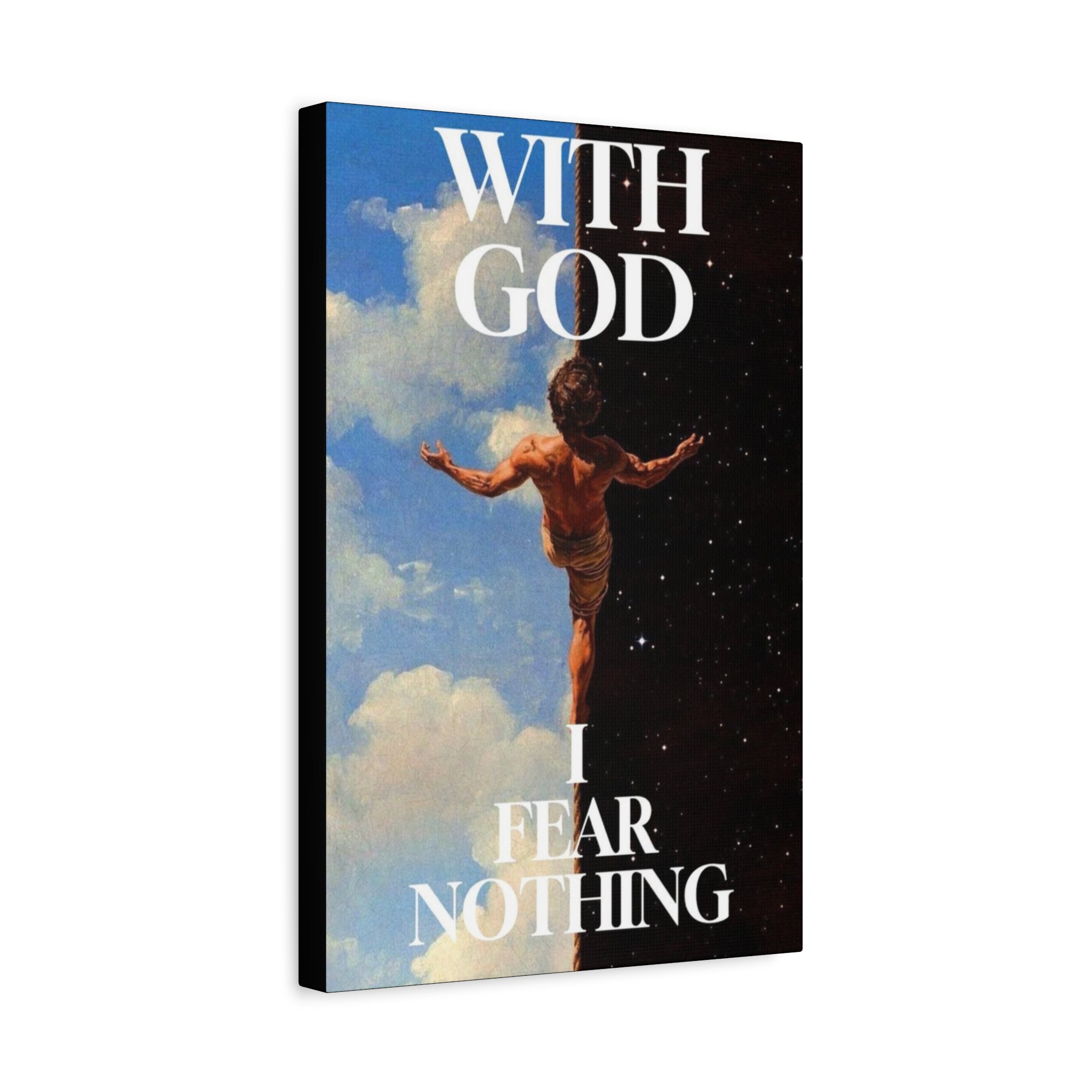 With God I Fear Nothing Canvas Wall Art – Inspirational Christian Decorative Print
