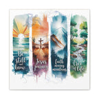 Inspirational Christian Canvas Wall Art — "Be Still and Know / Jesus Journey / Faith Moving Mountains / Tree of Life"