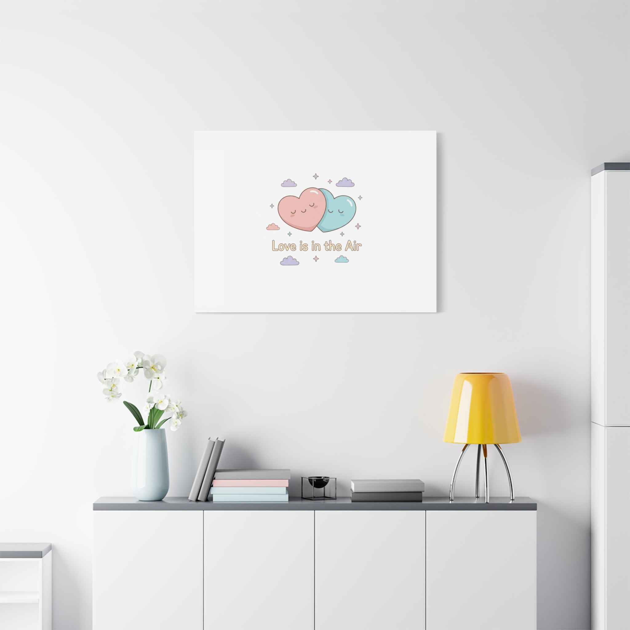 Love Is in the Air Heart Illustration Canvas | Micro‑Romance Galentine’s Pastel