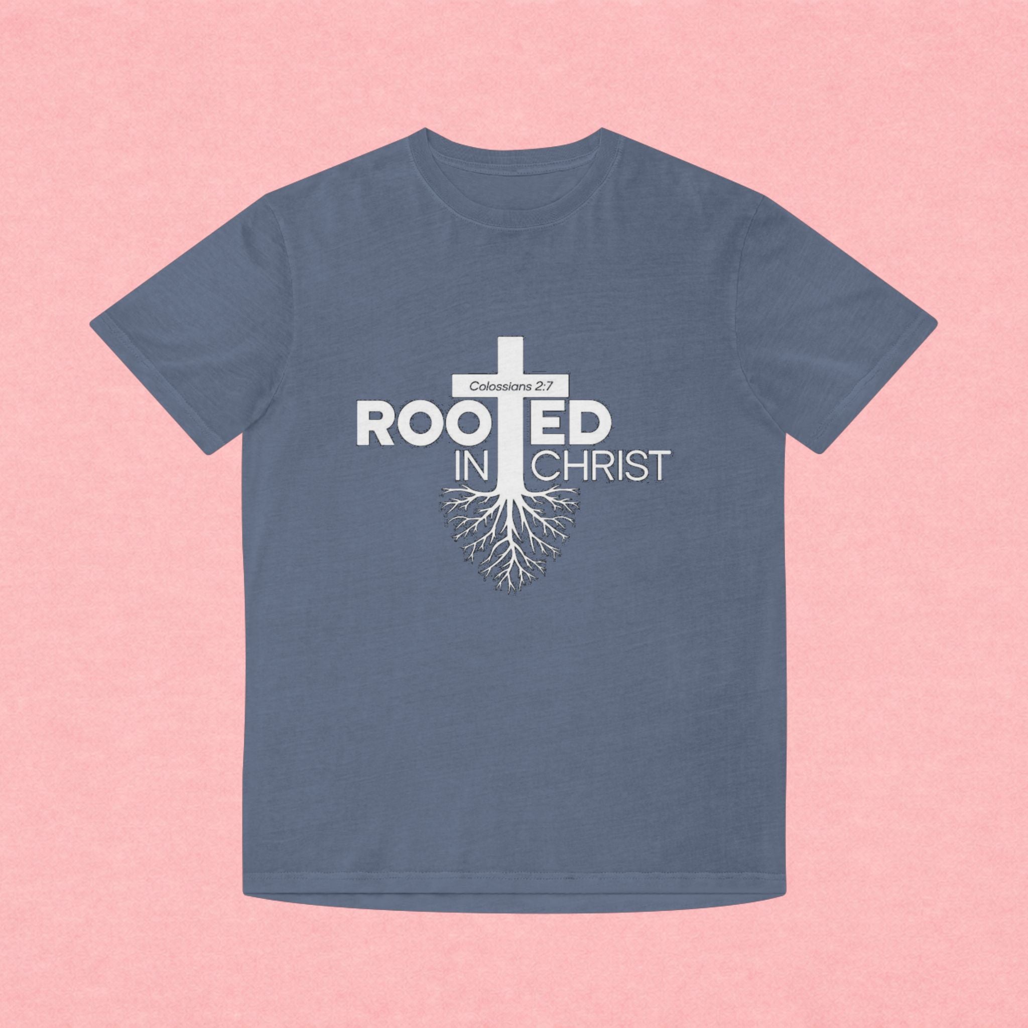 Rooted in Christ T-Shirt — Colossians 2:7 Christian Faith Tee