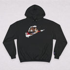 One Piece Luffy Champion Hoodie — White Pullover with Vintage Sports Graphic