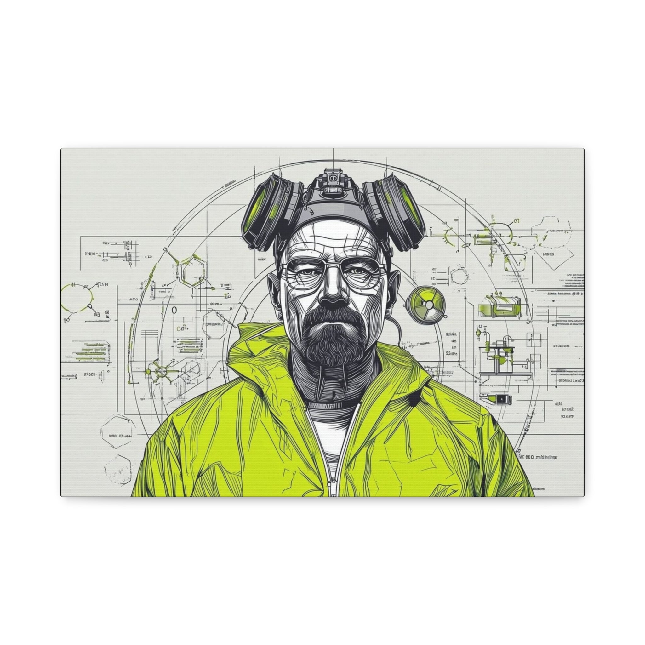 Breaking Bad Walter White Heisenberg Canvas Wall Art — Yellow Hazmat Portrait