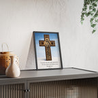John 14:6 Religious Wall Art Poster with Jesus Cross & John 14:6 Quote — Framed Wooden Poster