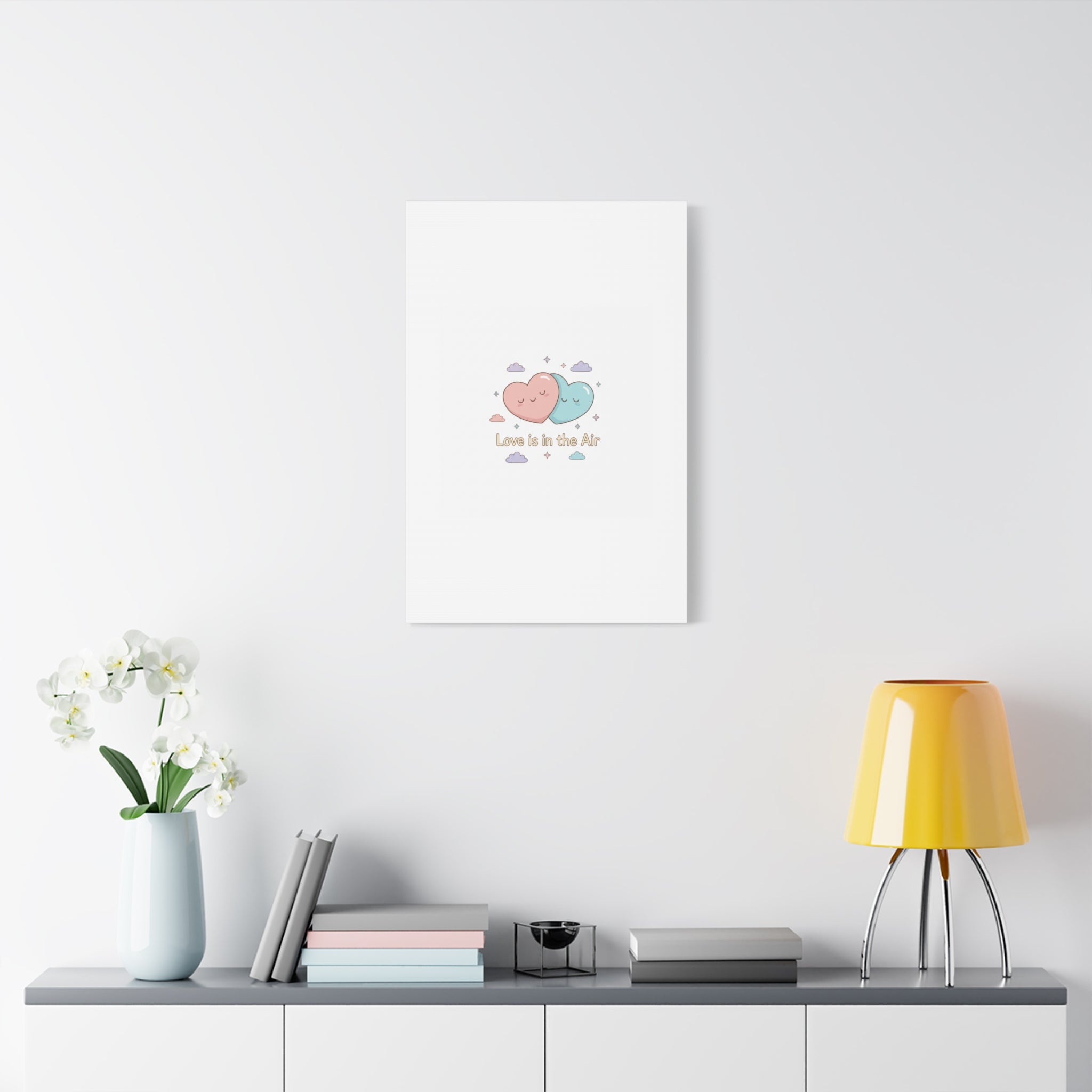 Love Is in the Air Heart Illustration Canvas | Micro‑Romance Galentine’s Pastel