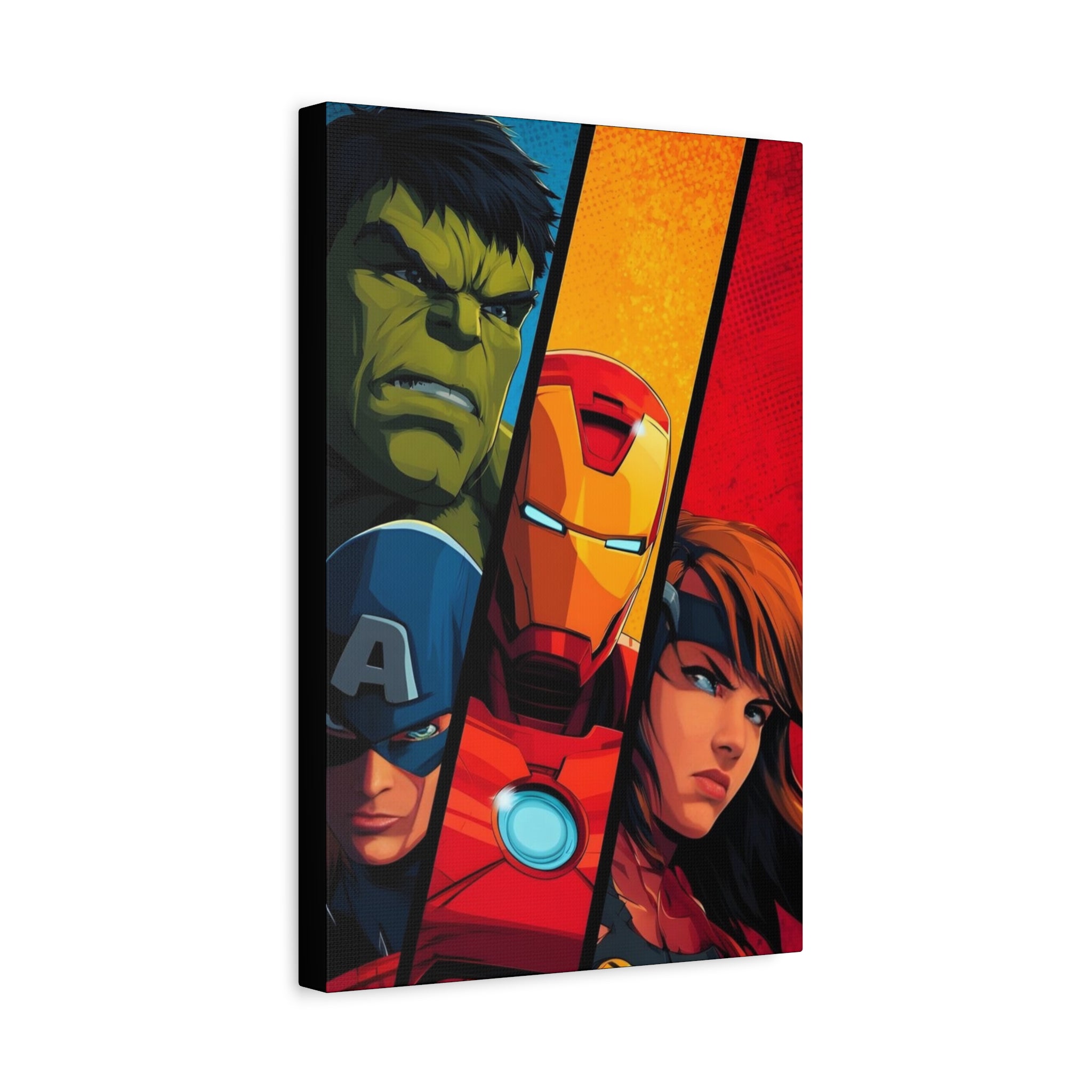 Avengers Trio Matte Stretched Canvas Wall Art – Iron Man, Hulk & Captain America Poster