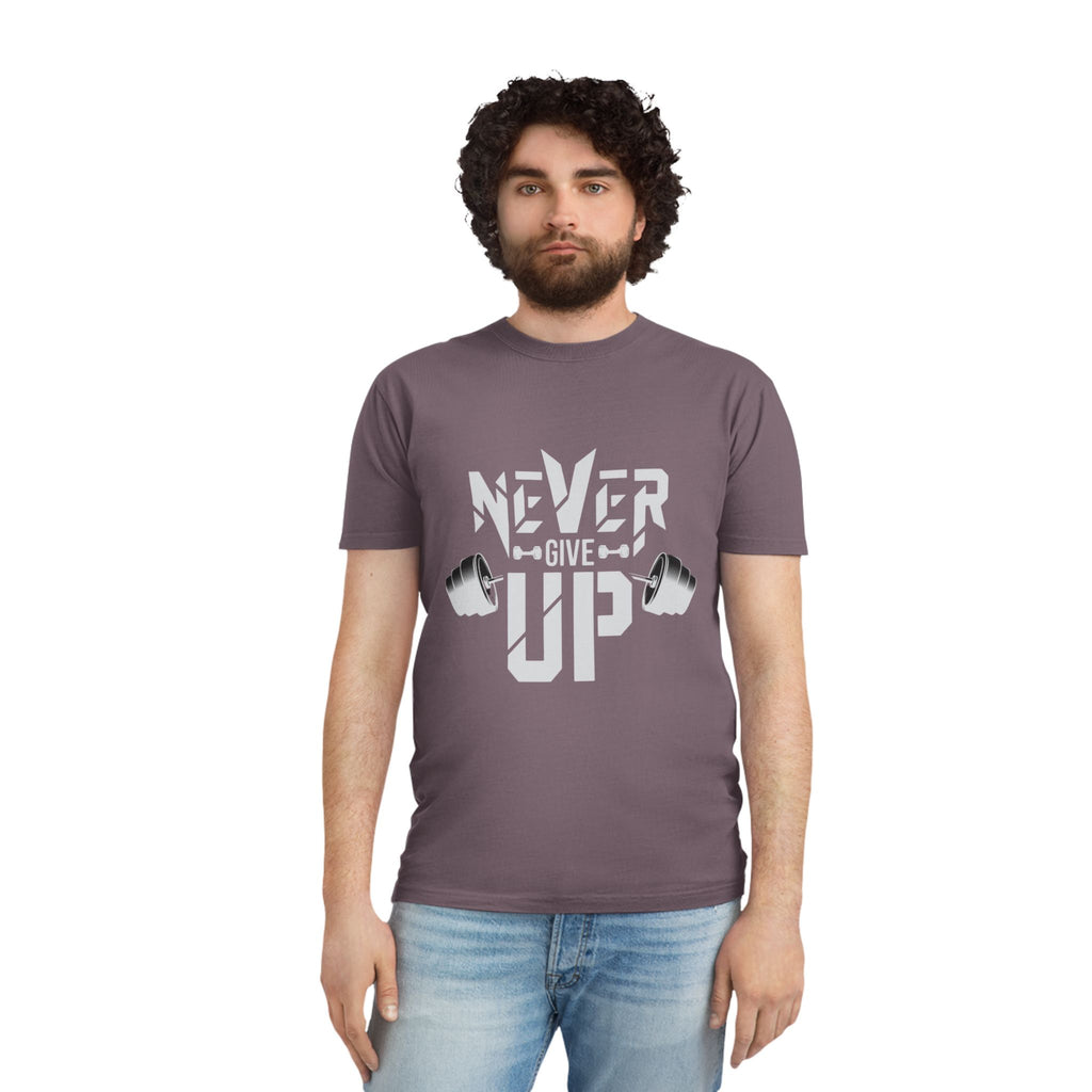 Never Give Up Fitness Tee — Motivational Weightlifting T‑Shirt
