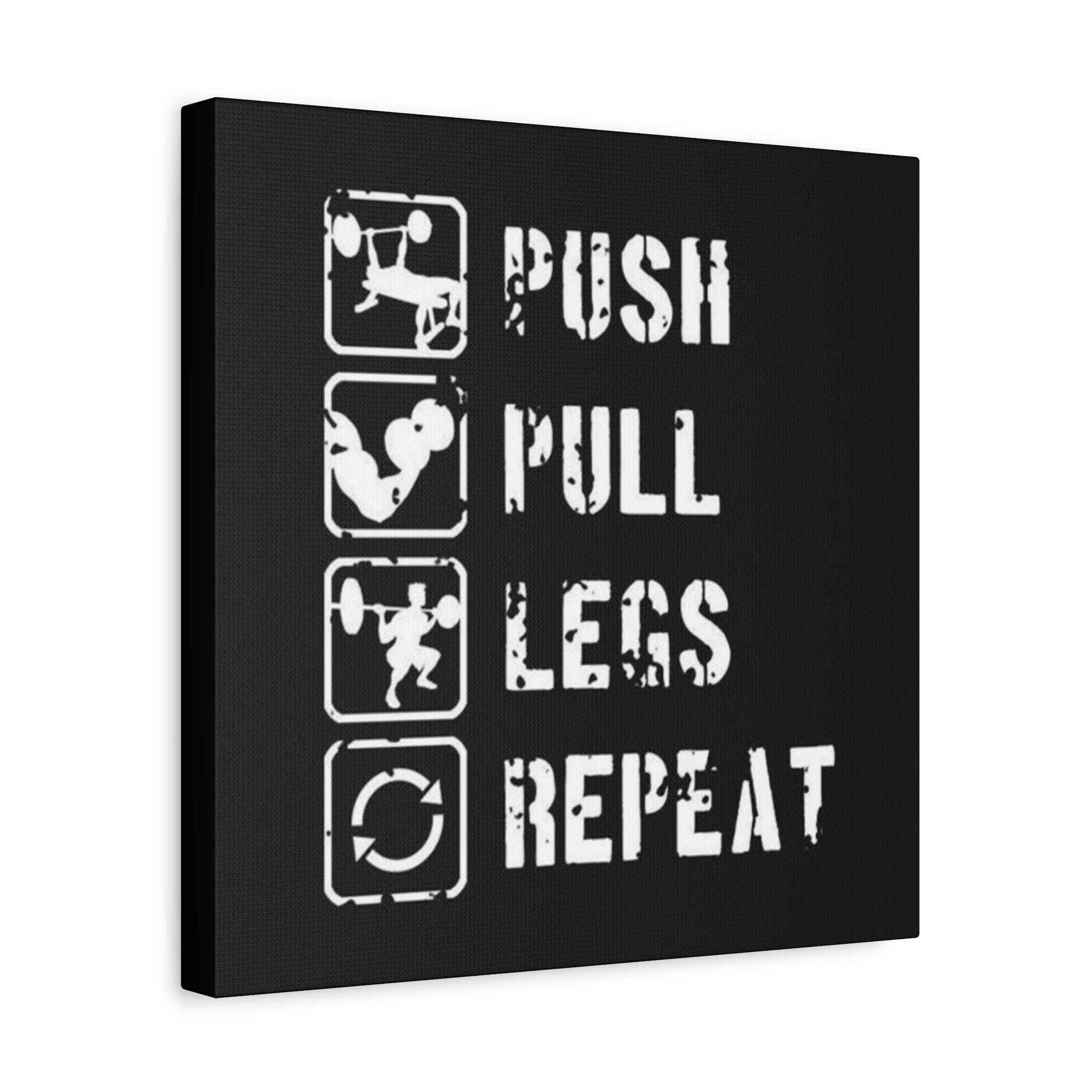 Push Pull Legs Repeat Canvas Wall Art — Fitness Gym Workout Motivation