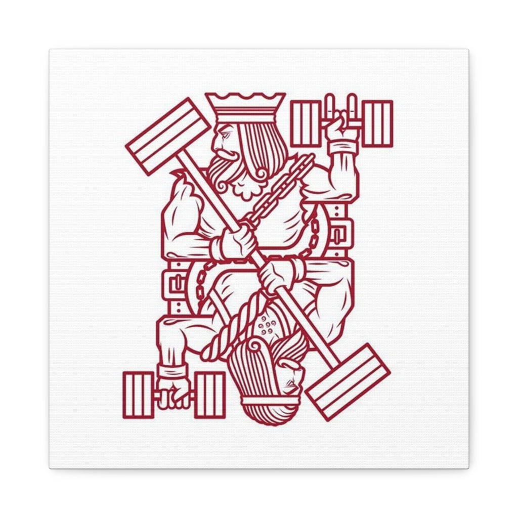 King of Strength Canvas Print — Fitness Dumbbell Playing Card Wall Art