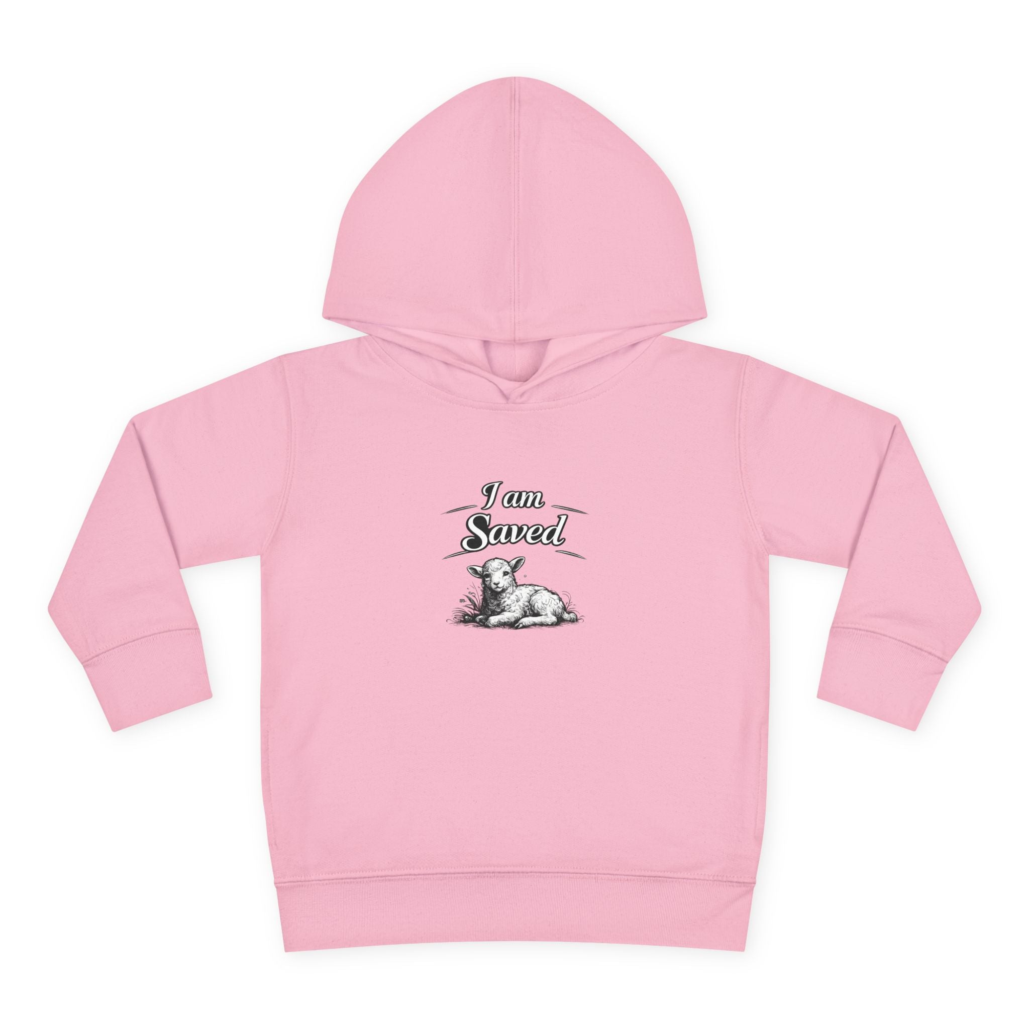 Toddler Hoodie — 'I Am Saved' Lamb & Jesus Portrait Christian Pullover