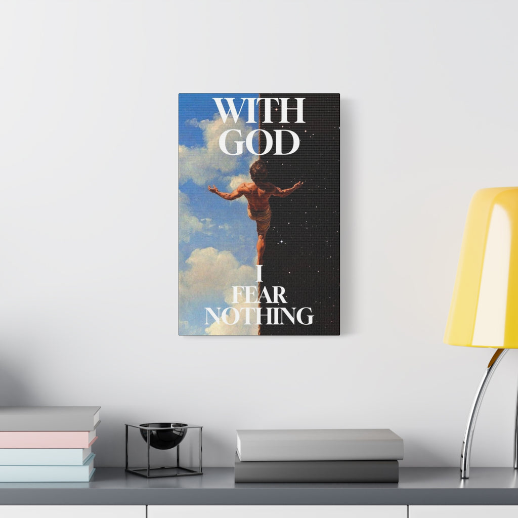 With God I Fear Nothing Canvas Wall Art – Inspirational Christian Decorative Print