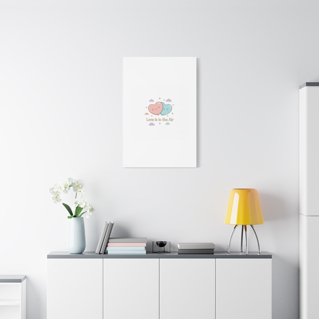 Love Is in the Air Heart Illustration Canvas | Micro‑Romance Galentine’s Pastel