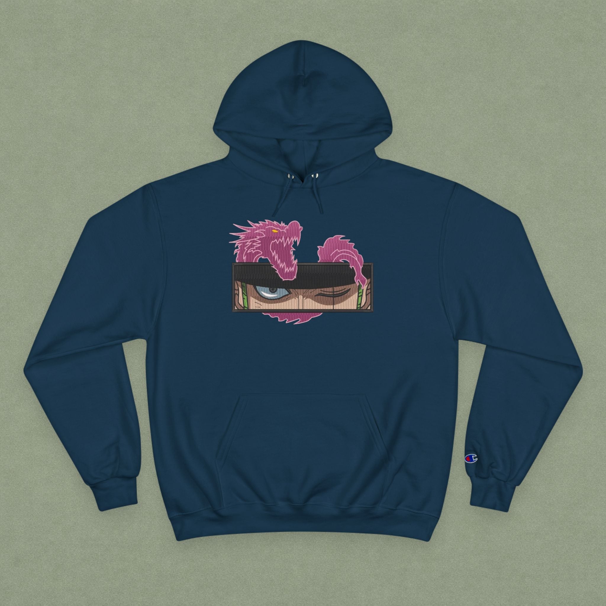 Dragon Eye Hoodie — Anime-Inspired Champion Hoodie with Pink Dragon Graphic
