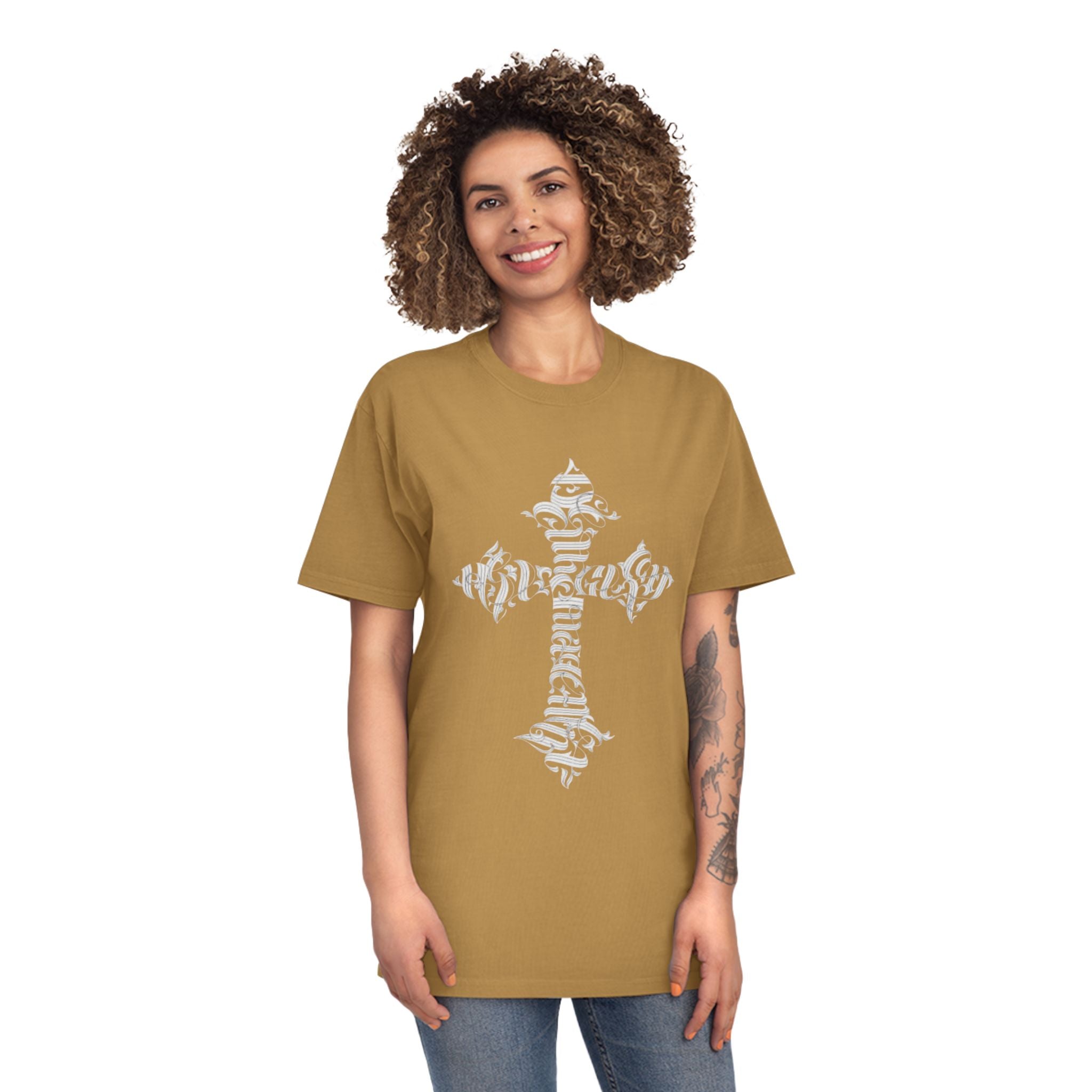 Faded Cross Graphic T-Shirt — Vintage Religious Tee