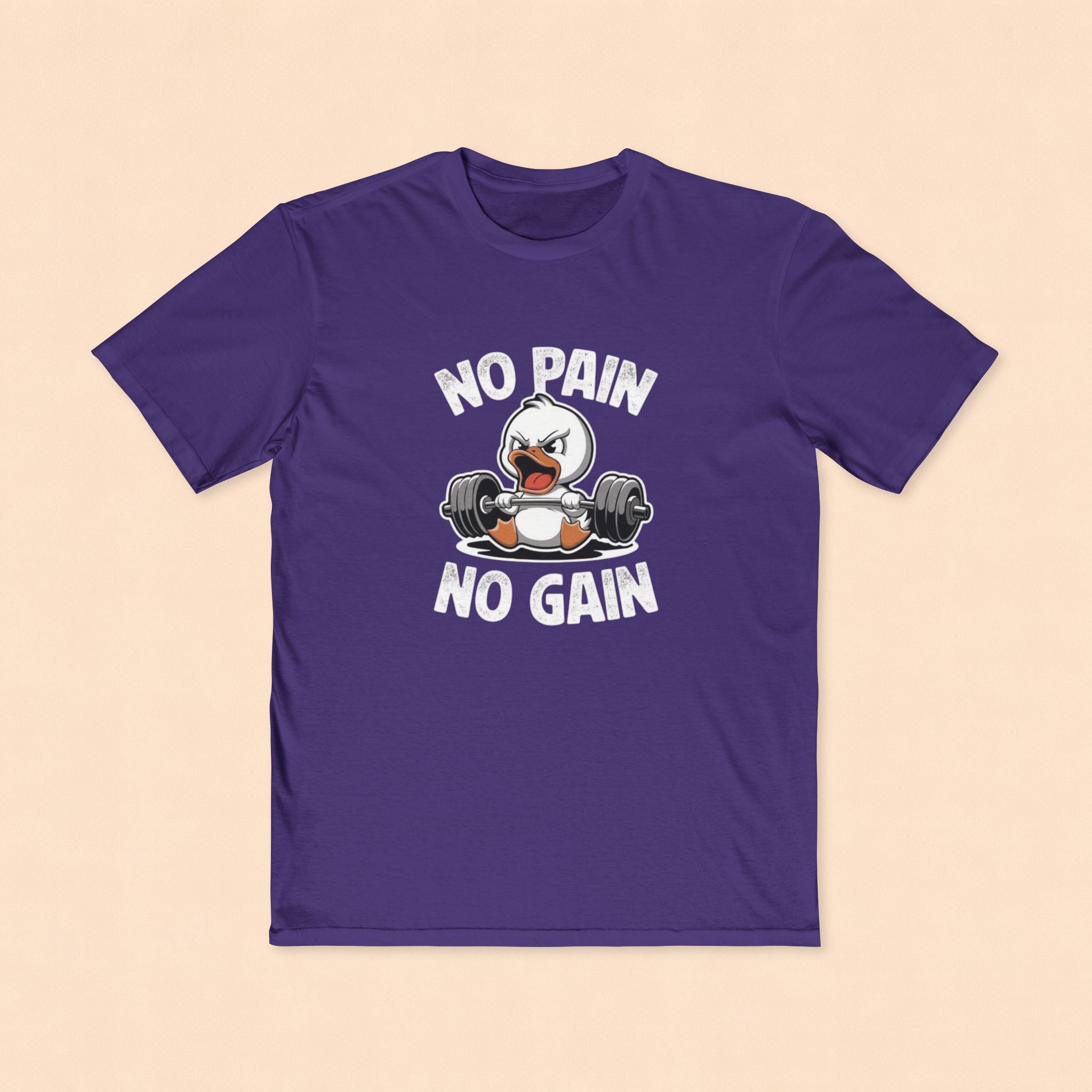 No Pain No Gain Fitness Tee — Angry Penguin Weightlifting Gym Shirt