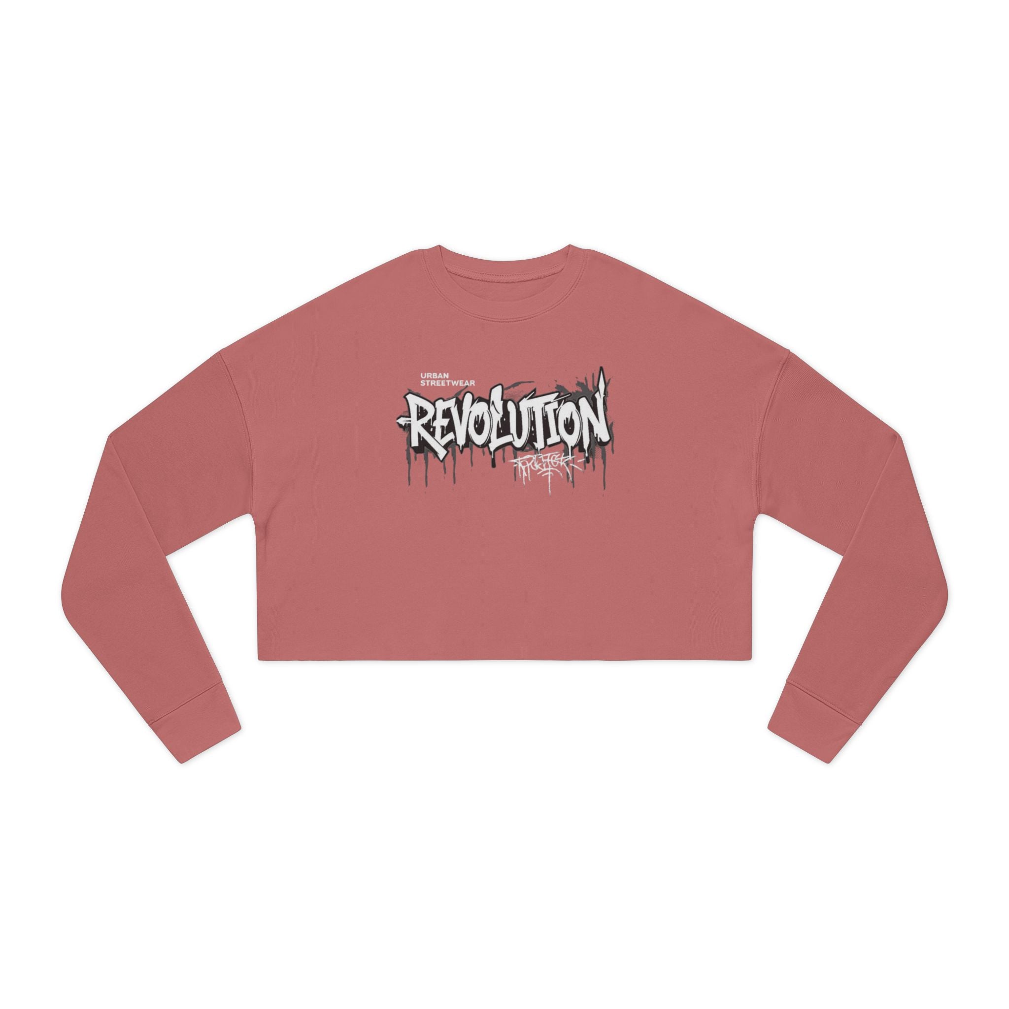 Revolution Graffiti Cropped Sweatshirt — Women's Streetwear Trendy Top