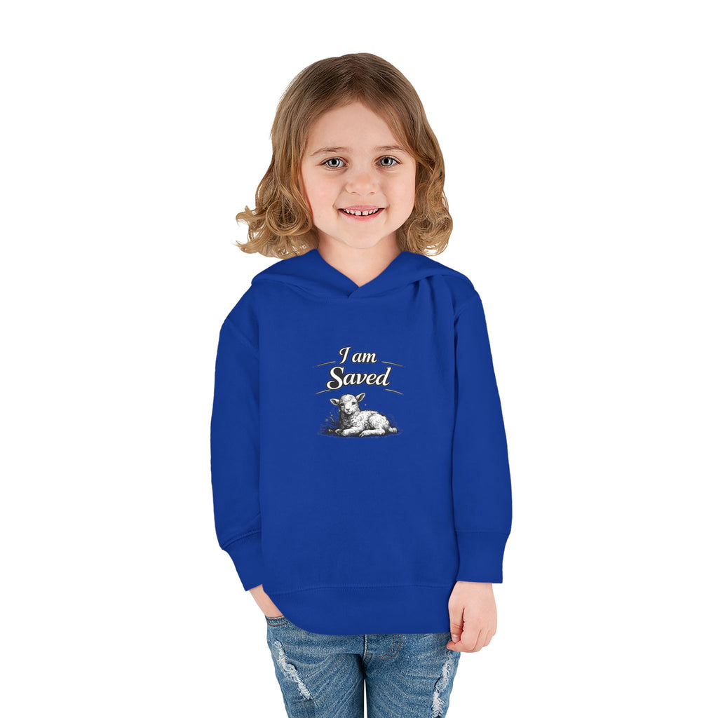 Toddler Hoodie — 'I Am Saved' Lamb & Jesus Portrait Christian Pullover